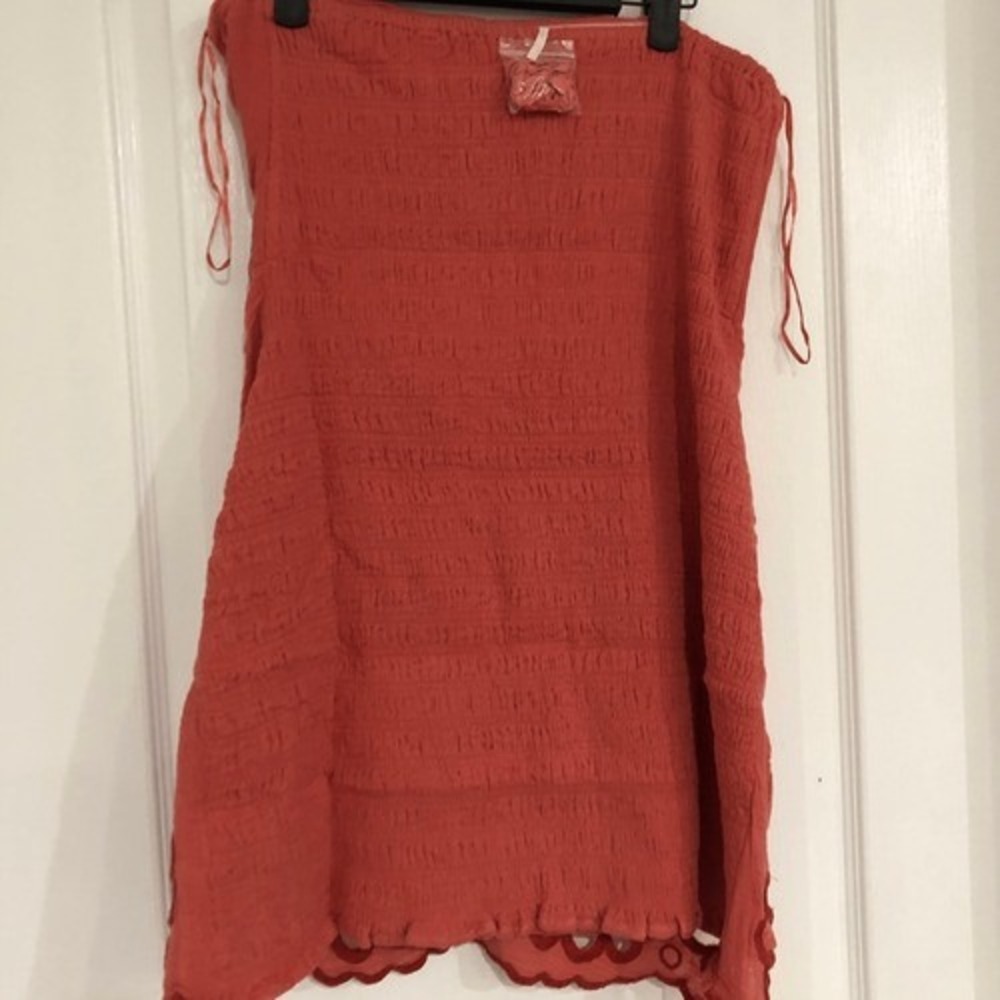 Free People Red Clover Strapless Embroidered Ruched Mini Dress‎ Size Medium NWT - Picture 7 of 9